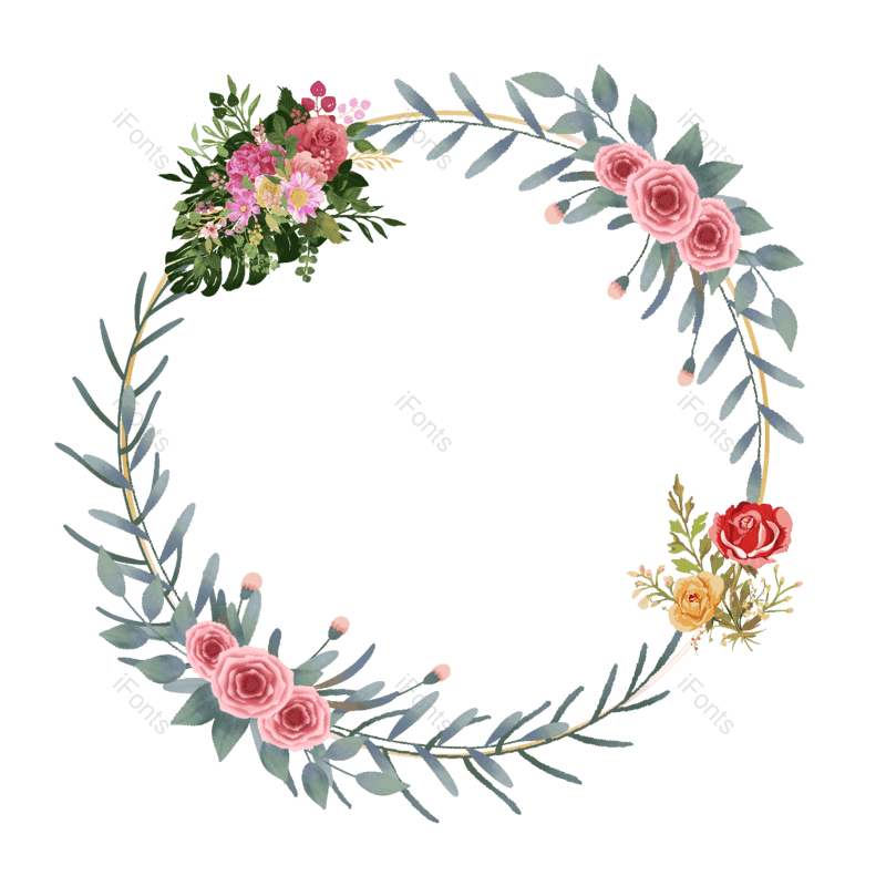 边框图片,花环元素,植物PNG,圆形免抠素材